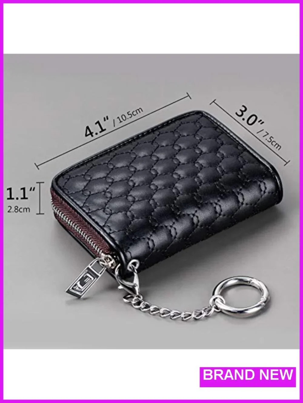 RFID Blocking Zipper Wallet with Keychain Holder for Women
